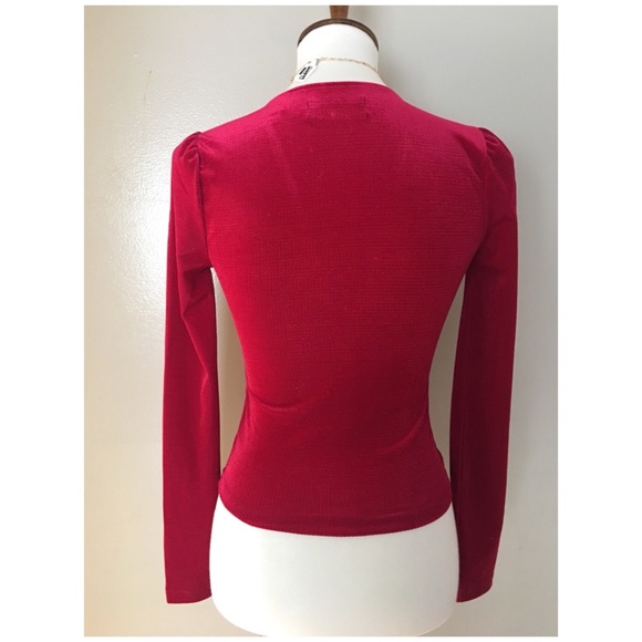 UO Bree Velvet V-Neck Long Sleeve Top - Picture 5 of 8